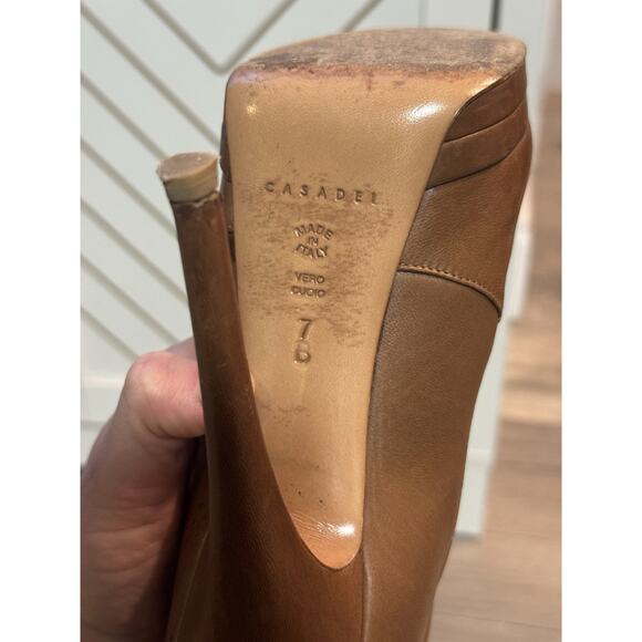 CASADEI Brown Stretch Leather High Heels Platform Stiletto Boots Made in Italy 7 - Picture 8 of 9